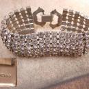 Vintage 6 Row WEISS Rhinestone Bracelet Signed Wide wedding bracelet PURE Glam