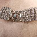 Vintage 6 Row WEISS Rhinestone Bracelet Signed Wide wedding bracelet PURE Glam