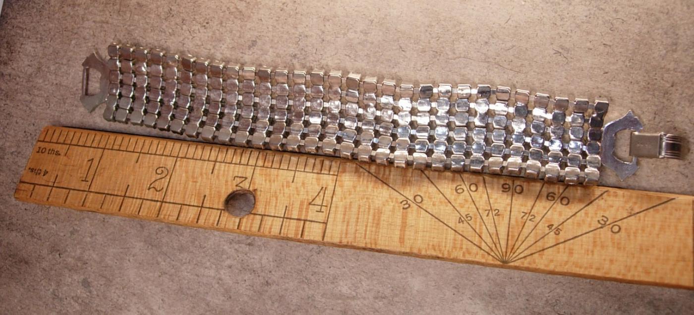 Vintage 6 Row WEISS Rhinestone Bracelet Signed Wide wedding bracelet PURE Glam