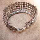 Vintage 6 Row WEISS Rhinestone Bracelet Signed Wide wedding bracelet PURE Glam