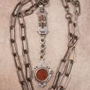 Antique VIctorian Watch FOB Necklace Fancy Goldstone with intricate setting