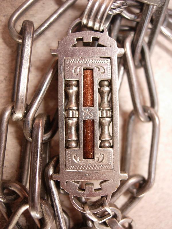 Antique VIctorian Watch FOB Necklace Fancy Goldstone with intricate setting