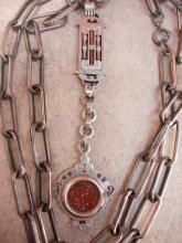 Antique VIctorian Watch FOB Necklace Fancy Goldstone with intricate setting