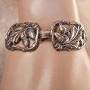 Vintage Art Nouveau Floral Mourning Bracelet Fancy Acorn links