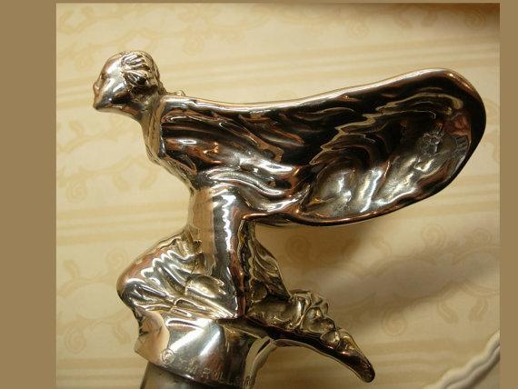 Vintage Rolls Royce Hood ornament Spirit of Ecstasy Flying Lady nouveau winged woman