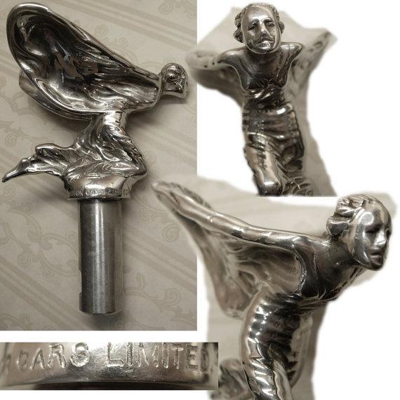 Vintage Rolls Royce Hood ornament Spirit of Ecstasy Flying Lady nouveau winged woman