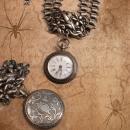 Antique sterling Pocketwatch Bookchain necklace Double strand highly ornate