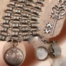 Antique sterling Pocketwatch Bookchain necklace Double strand highly ornate
