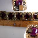 STUNNING Antique Amethyst Glass Victorian moon bracelet Wide ornate links