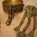 VIntage bookchain bracelet Necklace Art Deco Egyptian Revival Pharaoh parure and fur clip