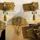 VIntage bookchain bracelet Necklace Art Deco Egyptian Revival Pharaoh parure and fur clip