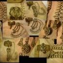 VIntage bookchain bracelet Necklace Art Deco Egyptian Revival Pharaoh parure and fur clip