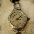 Victorian Paste cross deco watch necklace Black rosary bead necklace