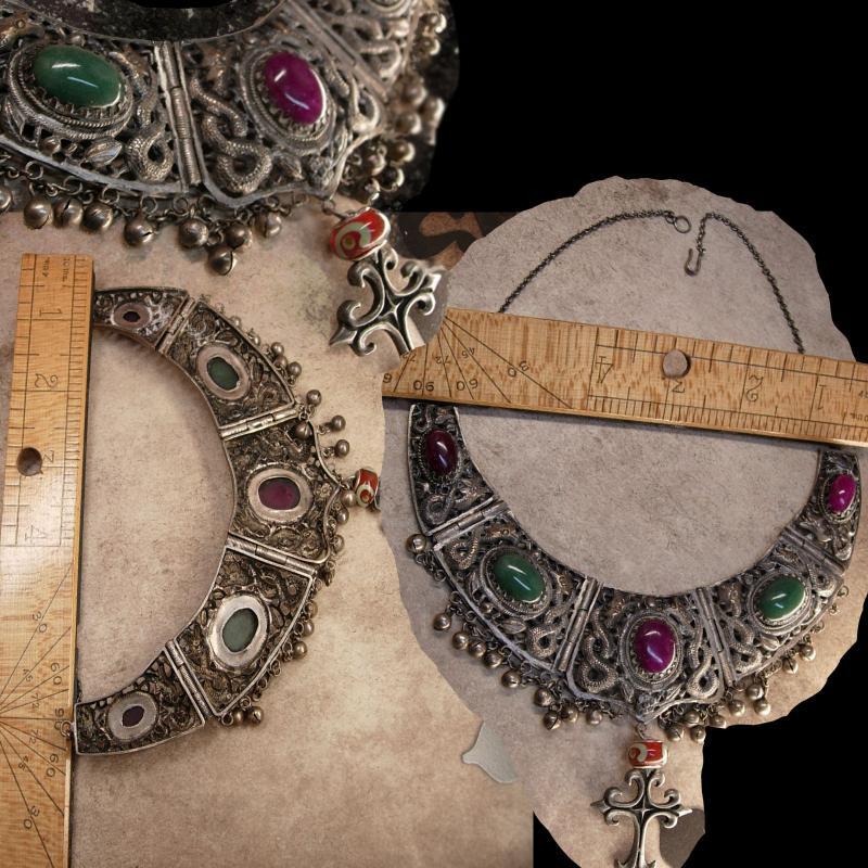 Vintage Cleopatra Snake Collar necklace Gothic Cross pendant
