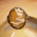 Vintage Sterling Mermaid Cameo Ring Fancy setting hallmarked Mythical Nude Goddess siren