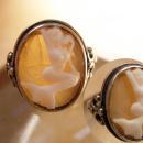 Vintage Sterling Mermaid Cameo Ring Fancy setting hallmarked Mythical Nude Goddess siren