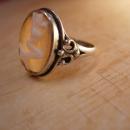 Vintage Sterling Mermaid Cameo Ring Fancy setting hallmarked Mythical Nude Goddess siren