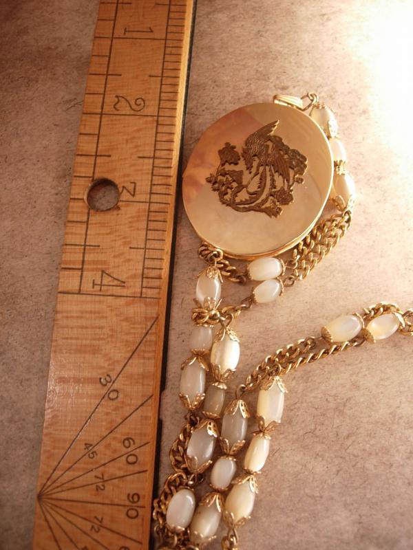 Vintage Chinese Dragon Locket MOP necklace