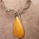 Antique Austro Hungarian amber necklace Butterscotch pendant hallmarked silver and signed