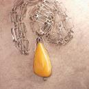 Antique Austro Hungarian amber necklace Butterscotch pendant hallmarked silver and signed