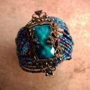 Gypsy Turquoise WIDE cuff bracelet beaded bohemian rhinestones