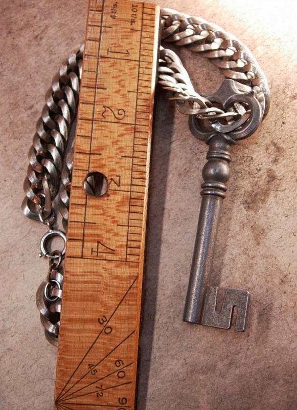 Huge Skeleton key necklace Thick ornate chain Gothic choker