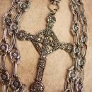 HUGE Gothic marcasite Cross necklace Elaborate nouveau style chain