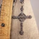 HUGE Gothic marcasite Cross necklace Elaborate nouveau style chain