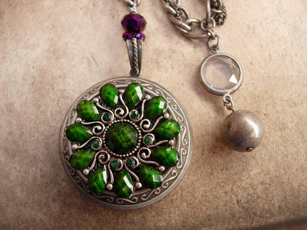 Jeweled Marie Antoinette Locket necklace OOAK French Chic