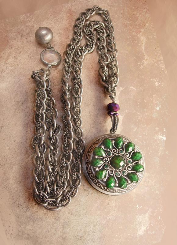 Jeweled Marie Antoinette Locket necklace OOAK French Chic