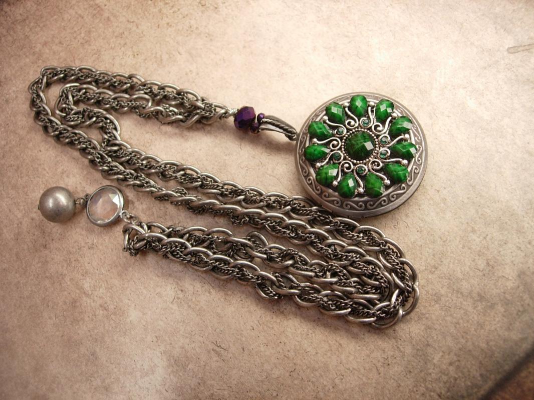 Jeweled Marie Antoinette Locket necklace OOAK French Chic