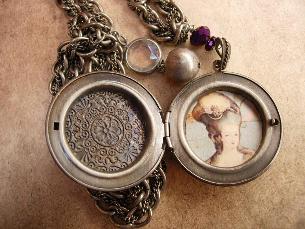 Jeweled Marie Antoinette Locket necklace OOAK French Chic