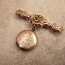 Antique Victorian Brooch Locket with religious medal crucifix & military photo with history