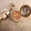 Antique Victorian Brooch Locket with religious medal crucifix & military photo with history