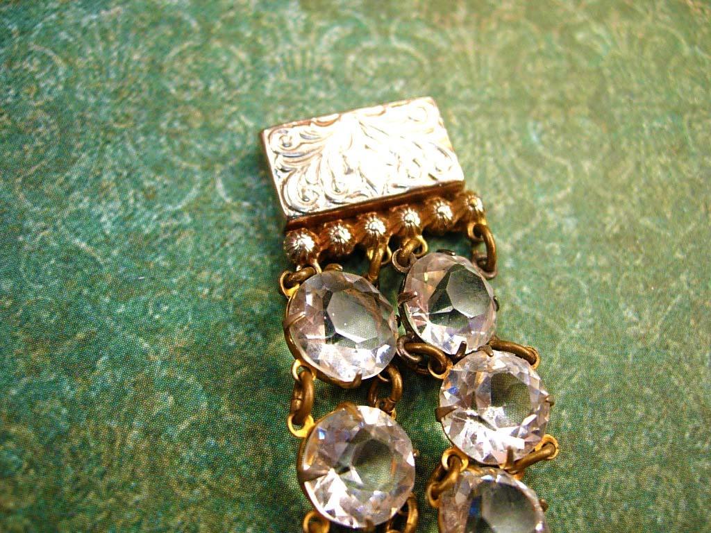 Antique Art deco Glass Open back bracelet Clear faceted jewels