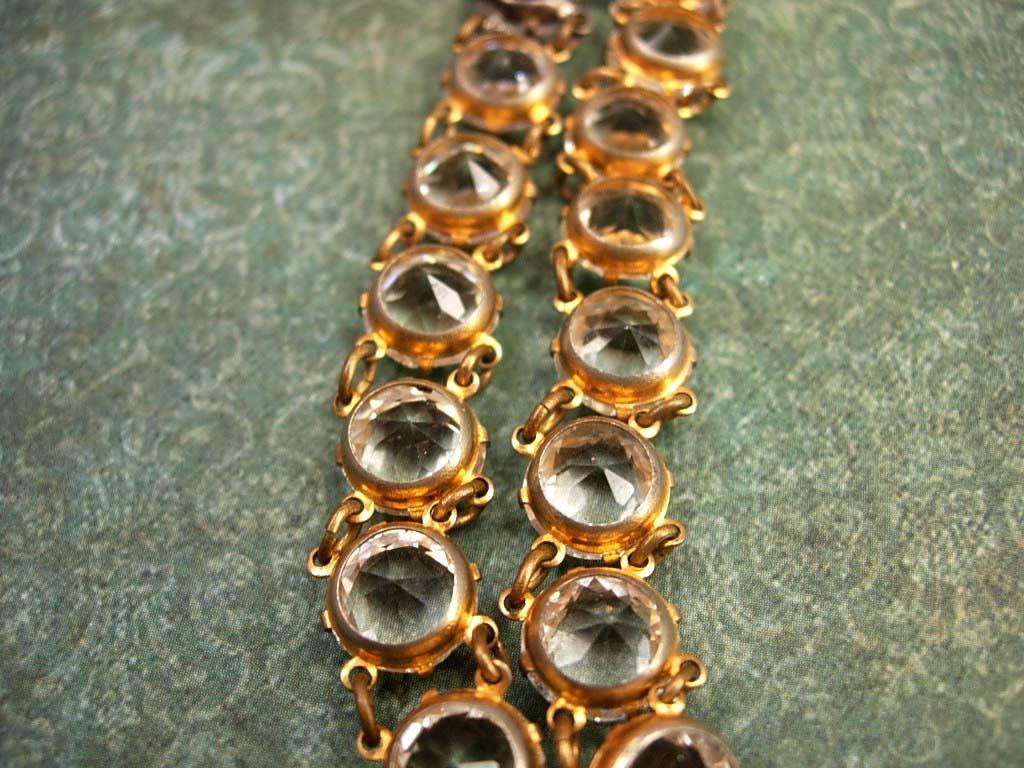 Antique Art deco Glass Open back bracelet Clear faceted jewels