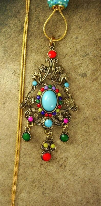 Bohemian Chandelier Drop Slide necklace Turquoise Red Purple