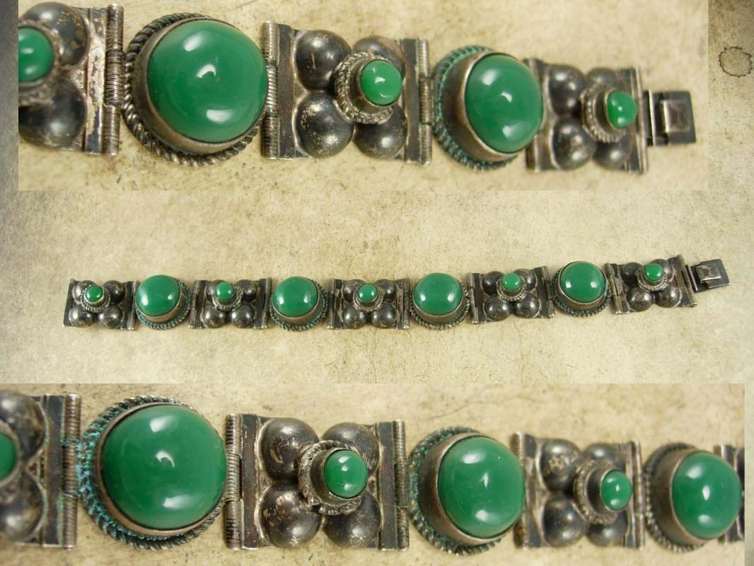 Signed VIntage sterling Mexico Bracelet Fancy ornate settings hallmarked