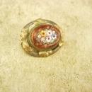 Antique Victorian Micromosaic Brooch Goldstone flowers with fancy metalwork