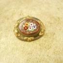 Antique Victorian Micromosaic Brooch Goldstone flowers with fancy metalwork