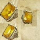 Large setting Antique Edwardian Citrine Pearl sterling ring Ornate filigree size 7