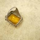 Large setting Antique Edwardian Citrine Pearl sterling ring Ornate filigree size 7