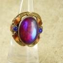 Antique Jelly Opal Chinese Enamel Ring Stunning colors Dragons breath stone