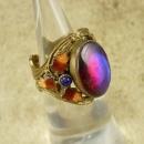 Antique Jelly Opal Chinese Enamel Ring Stunning colors Dragons breath stone