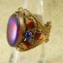Antique Jelly Opal Chinese Enamel Ring Stunning colors Dragons breath stone