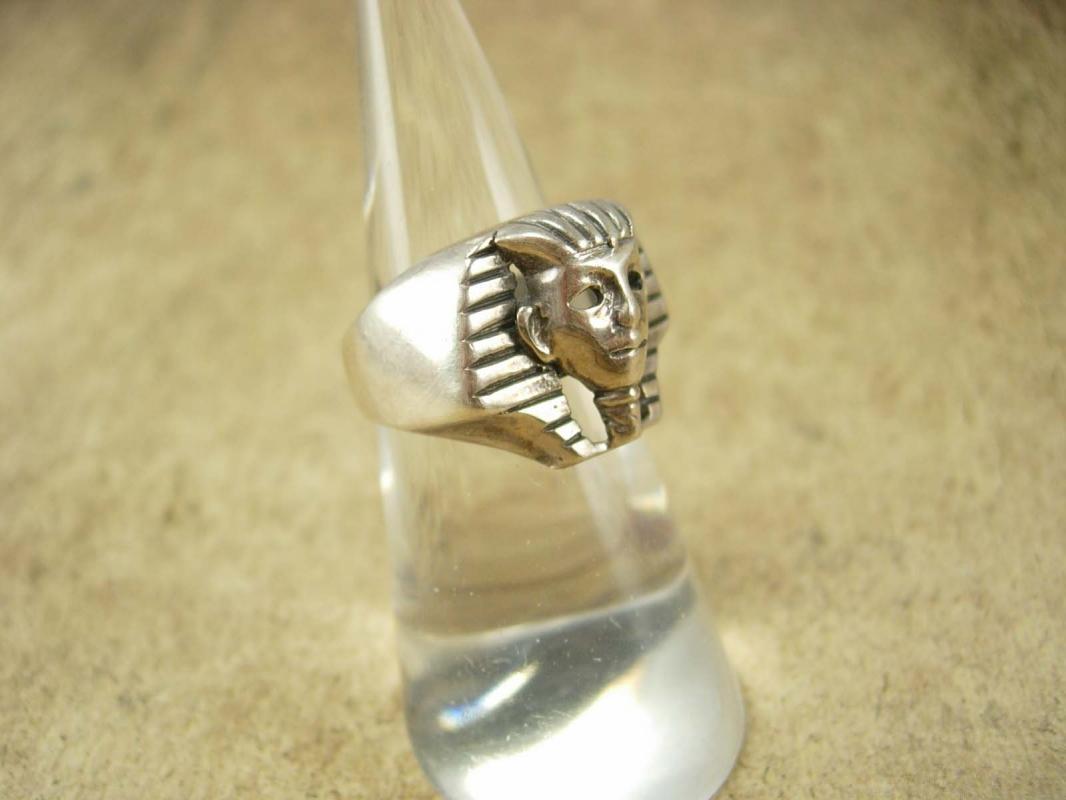 Vintage Sterling KIng Tut Ring Egyptian revival size 7 Pharaoh Cleopatra