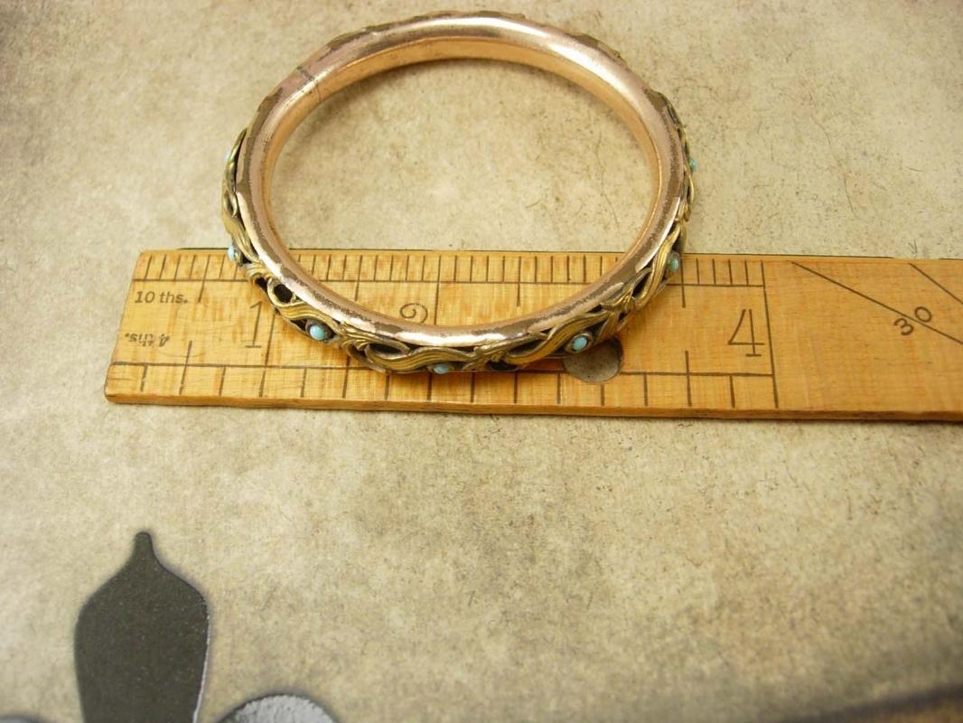 ANtique Bracelet Rose gold filled Turquoise Victorian bangle