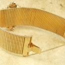 HUGE Vintage Rhinestone bracelet wide golden band and PURPLE rhinestone center