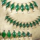 Fabulous vintage Chrysoprase Pearl sterling bracelet Edwardian design Stone of Venus