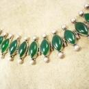 Fabulous vintage Chrysoprase Pearl sterling bracelet Edwardian design Stone of Venus